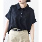 tシャツ 「WEB限定」「手洗い可能」シアー ジャカード ポロ 襟 ショート スリーブ プルオーバー レディース