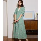 ワンピース レトロフラワーVネックワンピース 666532