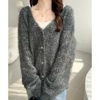 「mily bilet」 ニットカーディガン MEDIUM チャコールグレー レディース