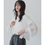 ブラウス シャツ トレンド感あるシアーシャツとシンプルなリブTシャツの2点セット レディース