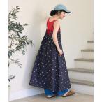 ショッピング綿 ワンピース インド 小花刺繍 キャミワンピース