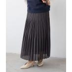 スカート 麻混シアーランダムプリーツスカート