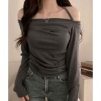 tシャツ ホルターネックオフショルダードレープトップス レディース
