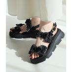 サンダル メニーリボン厚底スポーツサンダル レディース