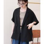 ジャケット テーラードジャケット 「接触冷感・イージーケア」リネンライク半袖ジャケット レディース