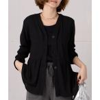 カーディガン ラメ調リブ素材ペプラムカーディガン レディース