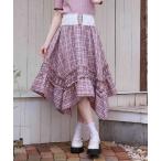 スカート チェックギャザーイレヘムスカート