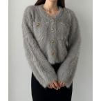 「Louere」 ニットカーディガン MEDIUM グレー レディース