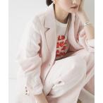 コート アウター オックスリネンテーラードジャケット レディース