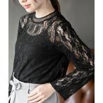 tシャツ シアーネック総レースカットソー レディース