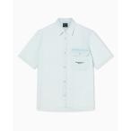 シャツ 「A|X アルマーニ エクスチェンジ」ライトブルーストライプデニム 半袖シャツ/BOXY メンズ