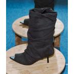 ブーツ GATHERED OPEN TOE BOOTS/ギャザーオープントゥブーツ レディース