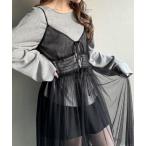 「junoah」 キャミソールワンピース MEDIUM ブラック レディース