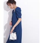 「NATURAL BEAUTY BASIC」 半袖ワンピース MEDIUM ブルー レディース