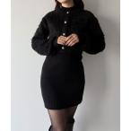 「mipiarl」 ニットカーディガン LARGE ブラック レディース