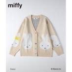 カーディガン 「miffy」ミッフィー フェイス柄 ニットカーディガン (ジャガード編み / カラフルボタン / ゆったりシルエット) レディース