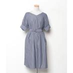 「NATURAL BEAUTY BASIC」 半袖ワンピース SMALL ネイビー レディース