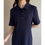 「junoah」 半袖ワンピース MEDIUM ネイビー レディース