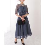 「Lace Ladies」 7分袖ワンピース S ブルーグレー レディース
