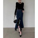 デニムスカート liberty デニムラッフルスリットスカート