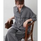 ショッピングforever ブラウス シャツ 「接触冷感/大人のカジュアルコーデに」テンセルデニム2WAYシャツ レディース