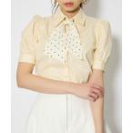 ブラウス シャツ 「森香澄さん着用」スカーフ付きハーフスリーブブラウス　春服 レディース