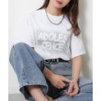 tシャツ アソートシルバープリント半袖Tシャツ「箔/ラメグリッター」 レディース
