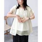 tシャツ オーガンジーレイヤードタックプルオーバー レディース