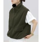 ベスト ジレ スタンドカラードロストダブルジップベスト レディース