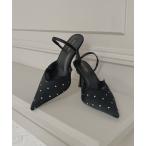 パンプス レーストリミングドットミュール