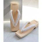 ショッピング下駄 桐下駄 日本製 角型右近白木 ニコアンティーク（L）レース レディース