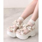 サンダル 厚底 リボンデザイン ベルクロ スポーツサンダル レディース