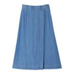 ショッピングミモレ丈 スカート デニムタックスカート「ウエストゴム」