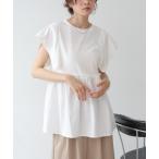tシャツ スクエアーショルダーペプラムトップス レディース