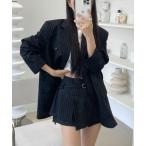 セットアップ 「TUNE」ストライプジャケットセットアップ レディース