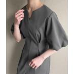「junoah」 半袖ワンピース MEDIUM ダークグレー レディース