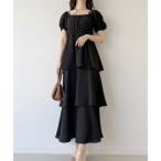 「junoah」 半袖ワンピース MEDIUM ブラック レディース