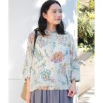 ブラウス シャツ コットンローンルシオール加工ブーケとリスプリントドルマンブラウス レディース