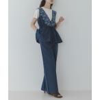 ショッピング刺繍 パンツ クロス刺繍ペプラムサロペット レディース