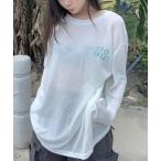 tシャツ 透け感シアー素材×バックロゴが映える！韓国トレンドのシアーロングTシャツ レディース