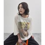 ショッピングラベンダー tシャツ 「MODE NORM CORE」 シアーグラフィックニットプルオーバー レディース