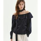 ブラウス シャツ ピンストライプ タイ付き オフショルダートップス FC26S139「Fano Studios」「2026SS」 レディース