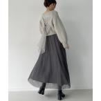 「junoah」 長袖ワンピース MEDIUM チャコール レディース