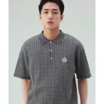  рубашка-поло кабель эмблема вязаный рубашка-поло мужской женский 