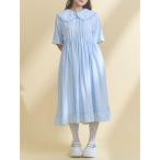 ワンピース チェックフリルカラーシャツワンピース