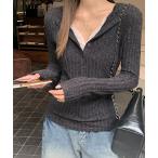 tシャツ レースドッキングリブニットトップス レディース