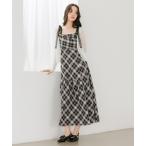ワンピース バイアスチェックフレアキャミワンピース　666487