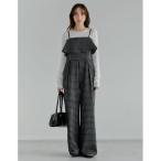 ショッピングつなぎ オールインワン 「低身長/高身長サイズ有」ギンガムチェックビスチェ風キャミオールインワン レディース