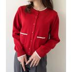「GeeRA」 「swingby」ニットカーディガン MEDIUM レッド レディース