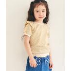 tシャツ 「リンク」肩フリルフラワージャガード半袖Tシャツ キッズ 子供服 女の子